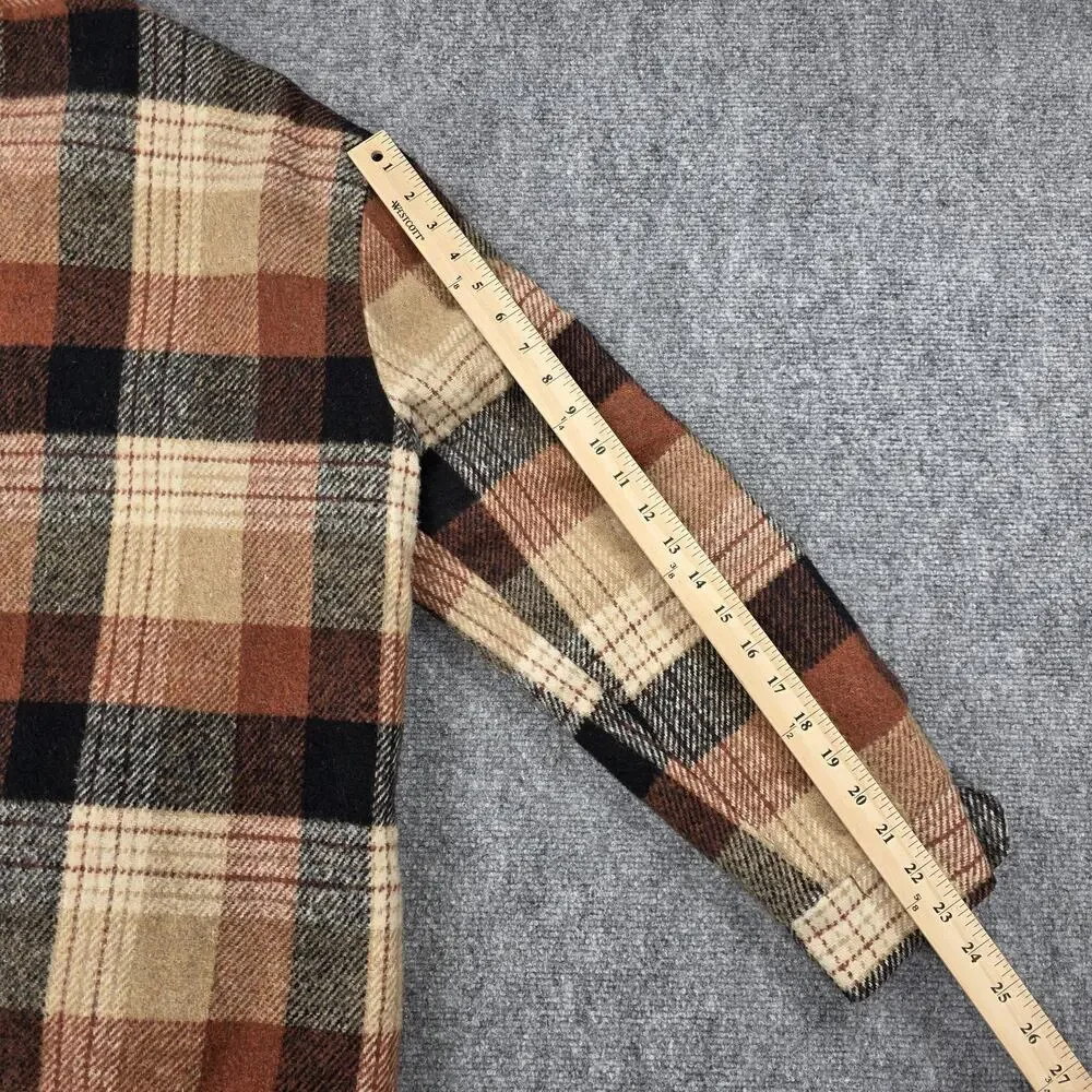 Vintage Sears Jacket Mens Medium Brown Plaid Flannel Quilted Lined Workwear 70s - Picture 6 of 16
